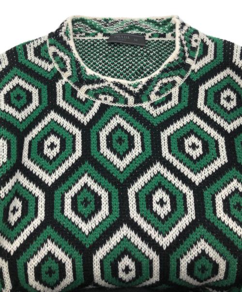 PRADA（プラダ）PRADA (プラダ) ウールカシミヤ テキスタイル ニット グリーン サイズ:SIZE 50の古着・服飾アイテム