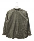 wirrowウィロウ）の古着「Check Wool Stand Collar Shirt」｜ベージュ