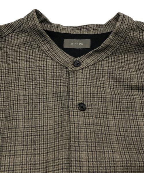 wirrow（ウィロウ）wirrow (ウィロウ) Check Wool Stand Collar Shirt ベージュ サイズ:SIZE 2の古着・服飾アイテム