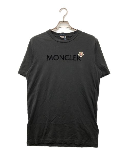 MONCLER（モンクレール）MONCLER (モンクレール) アインコンパッチ フロッキーロゴプリントTシャツ ブラック サイズ:Lの古着・服飾アイテム