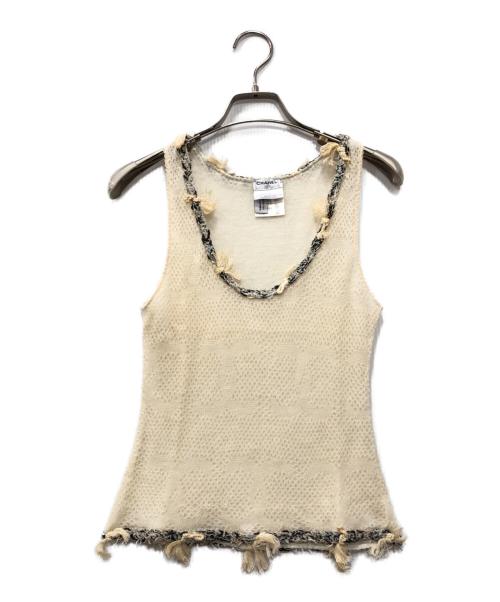 CHANEL（シャネル）CHANEL (シャネル) カシミヤココマークアンサンブルカーディガン アイボリー サイズ:38の古着・服飾アイテム