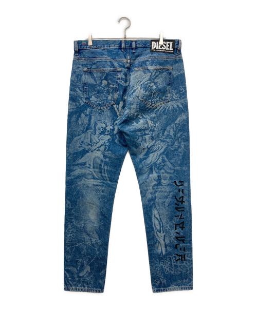 DIESEL（ディーゼル）DIESEL (ディーゼル) D-VIDER-SP4 総柄キャロットデニムパンツ ブルー サイズ:34の古着・服飾アイテム