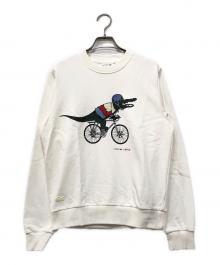 LACOSTE×NET FLIX（ラコステ×ネットフリックス）の古着「アレンジワニロゴクルーネックスウェット」｜ホワイト
