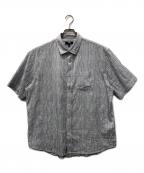 stussyステューシー）の古着「WAVY STRIPED SHORT SLEEVE SHIRT」｜ブルー
