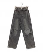 THINGS THAT MATTERシングスザットマター）の古着「KNEE CUTTING DENIM PANTS（ニー カッティング デニム パンツ）」｜グレー