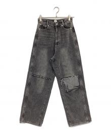 THINGS THAT MATTER（シングスザットマター）の古着「KNEE CUTTING DENIM PANTS（ニー カッティング デニム パンツ）」｜グレー