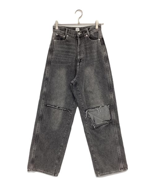 THINGS THAT MATTER（シングスザットマター）THINGS THAT MATTER (シングスザットマター) KNEE CUTTING DENIM PANTS（ニー カッティング デニム パンツ） グレー サイズ:2の古着・服飾アイテム