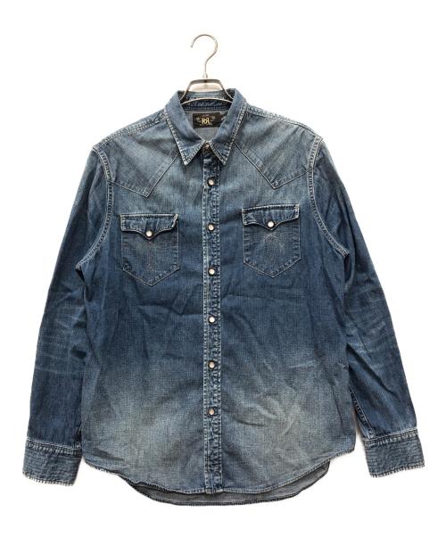 RRL（ダブルアールエル）RRL (ダブルアールエル) コンチョボタン デニムウエスタンシャツ インディゴ サイズ:Lの古着・服飾アイテム