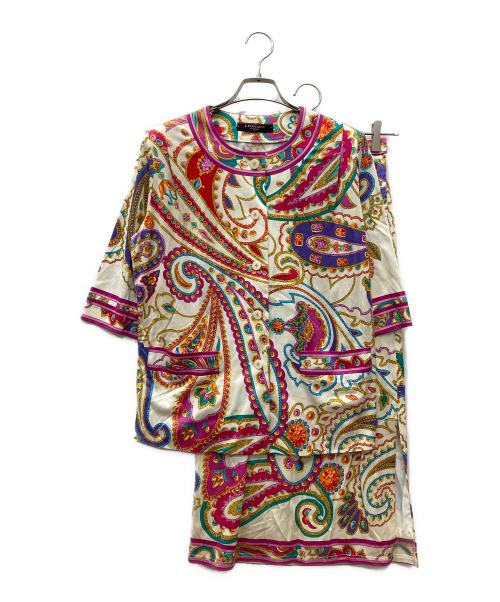 LEONARD FASHION（レオナールファッション）LEONARD FASHION (レオナールファッション) 総柄セットアップ ベージュ×ピンク サイズ:Mの古着・服飾アイテム