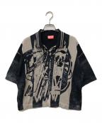 DIESELディーゼル）の古着「M-OLIBA-POLO ニットポロシャツ」｜ブラック×グレー