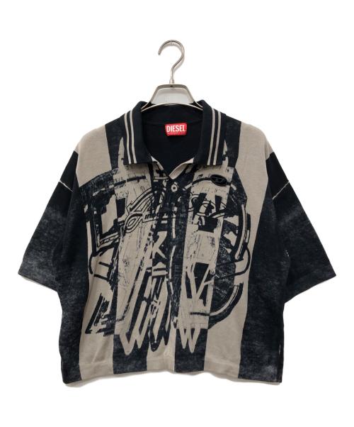 DIESEL（ディーゼル）DIESEL (ディーゼル) M-OLIBA-POLO ニットポロシャツ ブラック×グレー サイズ:Mの古着・服飾アイテム