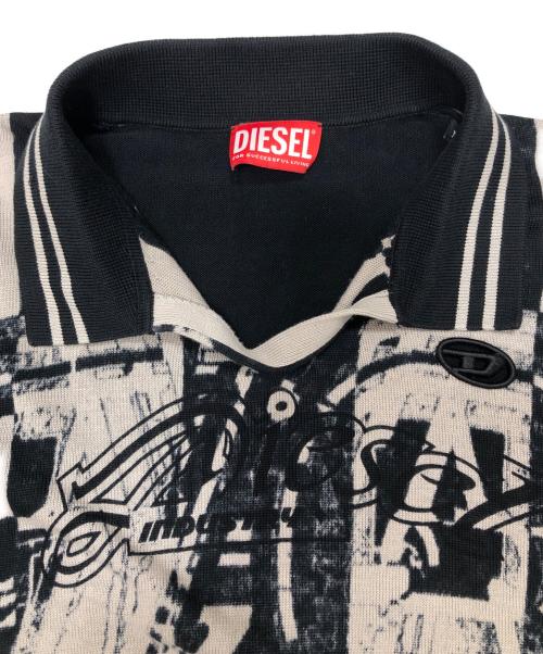 DIESEL（ディーゼル）DIESEL (ディーゼル) M-OLIBA-POLO ニットポロシャツ ブラック×グレー サイズ:Mの古着・服飾アイテム