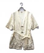 saharaサハラ）の古着「Satin Jacquard Collarless Jacket」｜アイボリー