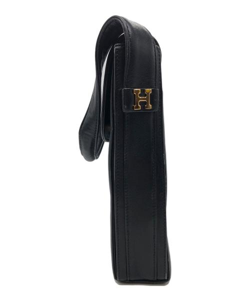 HIROFU（ヒロフ）HIROFU (ヒロフ) レザーフラップワンショルダーバック ブラックの古着・服飾アイテム