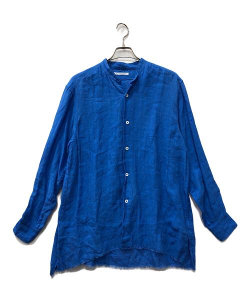 MAATEE&SONS（マーティーアンドサンズ）MAATEE&SONS (マーティーアンドサンズ) 強撚LINENガーゼBANDカラーSH ブルー サイズ:2の古着・服飾アイテム