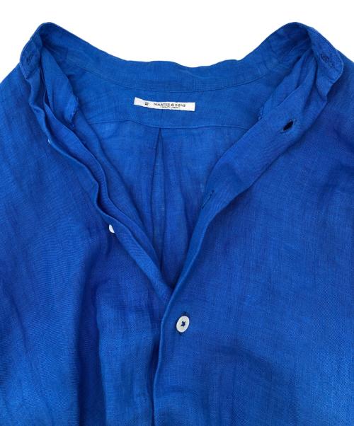 MAATEE&SONS（マーティーアンドサンズ）MAATEE&SONS (マーティーアンドサンズ) 強撚LINENガーゼBANDカラーSH ブルー サイズ:2の古着・服飾アイテム
