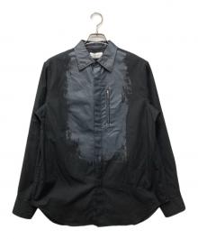TAAKK（ターク）の古着「"LEATHER BUZAM" SHIRTS」｜ネイビー