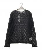 JOHN LAWRENCE SULLIVANジョン ローレンス サリバン）の古着「JLS FLOWER LACE CREW NECK TOP」｜ブラック
