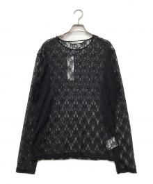 JOHN LAWRENCE SULLIVAN（ジョン ローレンス サリバン）の古着「JLS FLOWER LACE CREW NECK TOP」｜ブラック