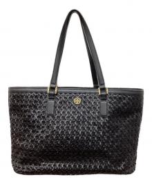 TORY BURCH（トリーバーチ）の古着「編み込みロビンソントートバッグ」｜ブラック