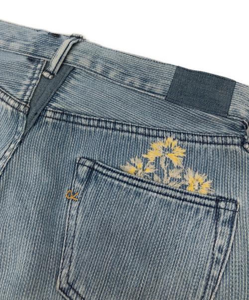45R（フォーティファイブ・アール）45R (フォーティファイブ・アール) 花あそび刺繍のフロントリバー ブルー サイズ:26の古着・服飾アイテム