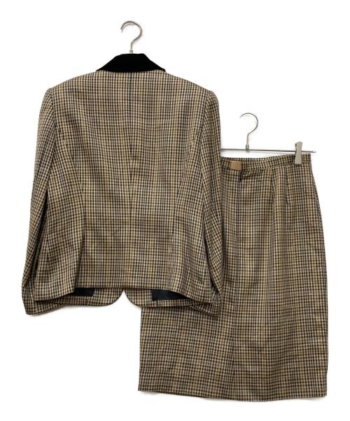 Burberry's（バーバリーズ）Burberry's (バーバリーズ) シルク混チェックセットアップ ベージュ サイズ:9の古着・服飾アイテム