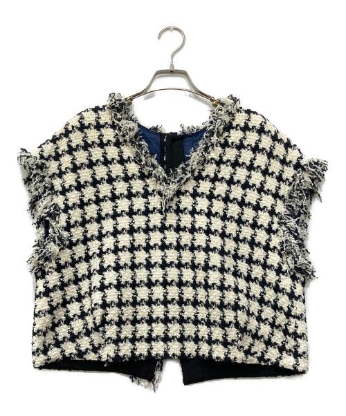 TOMORROW LAND collection（トゥモローランドコレクション）TOMORROW LAND collection (トゥモローランドコレクション) ブリオンハウンドトゥース フロンタブルジレ ホワイト サイズ:36の古着・服飾アイテム