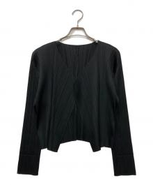 PLEATS PLEASE（プリーツプリーズ）の古着「プリーツトッパーカーディガン」｜ブラック