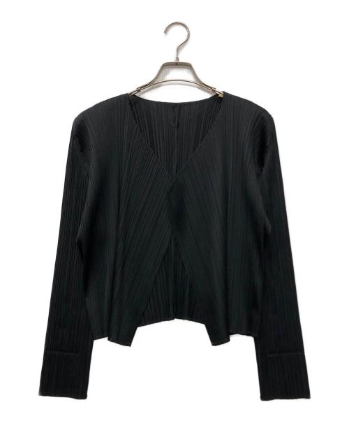 PLEATS PLEASE（プリーツプリーズ）PLEATS PLEASE (プリーツプリーズ) プリーツトッパーカーディガン ブラック サイズ:3の古着・服飾アイテム