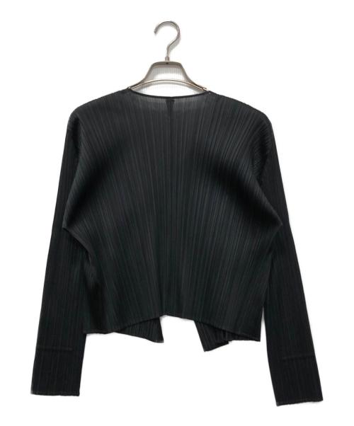 PLEATS PLEASE（プリーツプリーズ）PLEATS PLEASE (プリーツプリーズ) プリーツトッパーカーディガン ブラック サイズ:3の古着・服飾アイテム