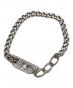 DIESELディーゼル）の古着「Dロゴ ラインストーン ブレスレット」｜シルバー