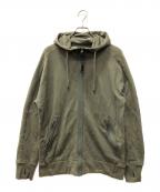 C.P COMPANYシーピーカンパニー）の古着「Diagonal Raised Fleece Goggle Zipped Hoodie」｜グリーン