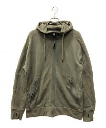 C.P COMPANY（シーピーカンパニー）の古着「Diagonal Raised Fleece Goggle Zipped Hoodie」｜グリーン