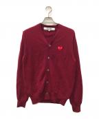 PLAY COMME des GARCONSプレイコムデギャルソン）の古着「ハートロゴニットカーディガン」｜ボルドー