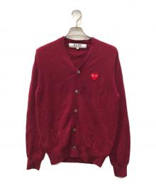 PLAY COMME des GARCONS（プレイコムデギャルソン）の古着「ハートロゴニットカーディガン」｜ボルドー