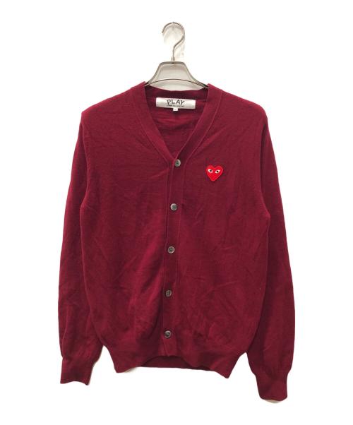 PLAY COMME des GARCONS（プレイコムデギャルソン）PLAY COMME des GARCONS (プレイコムデギャルソン) ハートロゴニットカーディガン ボルドー サイズ:SIZE Mの古着・服飾アイテム