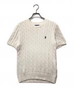 POLO RALPH LAURENポロ・ラルフローレン）の古着「半袖ケーブルニット」｜ホワイト