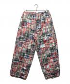 BEAMS PLUSビームスプラス）の古着「MIL Easy Patchwork Madras イージーパンツ」｜ピンク×ブルー