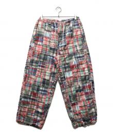 BEAMS PLUS（ビームスプラス）の古着「MIL Easy Patchwork Madras イージーパンツ」｜ピンク×ブルー
