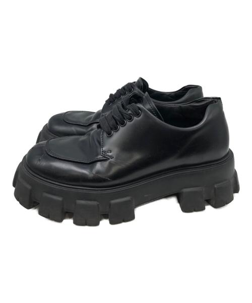 PRADA（プラダ）PRADA (プラダ) モノリス ブラッシュドレザー レースアップシューズ ブラック サイズ:UK6の古着・服飾アイテム
