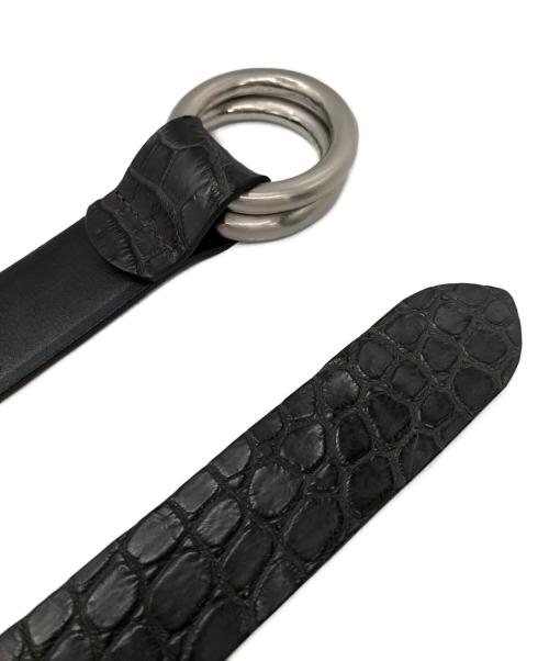 THE SOLE（ザ ソール）THE SOLE (ザ ソール) ダブルリング クロコ型押しベルト グレーの古着・服飾アイテム