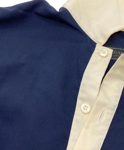 PRADA（プラダ）PRADA (プラダ) バイカラーポロシャツ ネイビー サイズ:38の古着・服飾アイテム