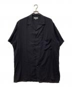 Yohji Yamamoto pour hommeヨウジヤマモト プールオム）の古着「シアーオープンカラー半袖シャツ」｜ブラック
