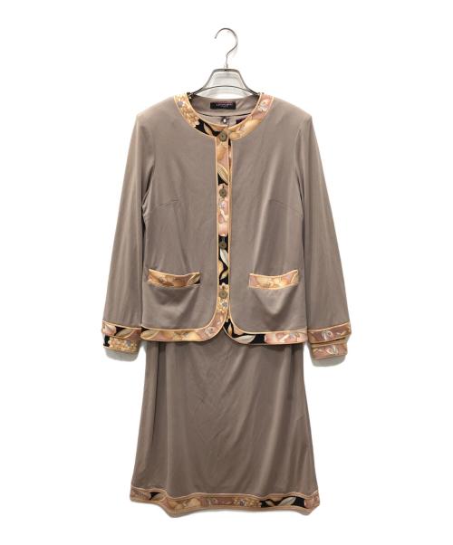 LEONARD FASHION（レオナールファッション）LEONARD FASHION (レオナールファッション) フラワーパイピング セットアップワンピース グレー サイズ:Mの古着・服飾アイテム
