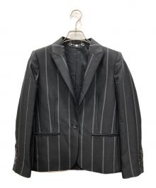 GUCCI（グッチ）の古着「シルク混 ストライプ1Bジャケット」｜ブラック