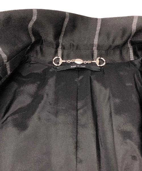 GUCCI（グッチ）GUCCI (グッチ) シルク混 ストライプ1Bジャケット ブラック サイズ:40の古着・服飾アイテム