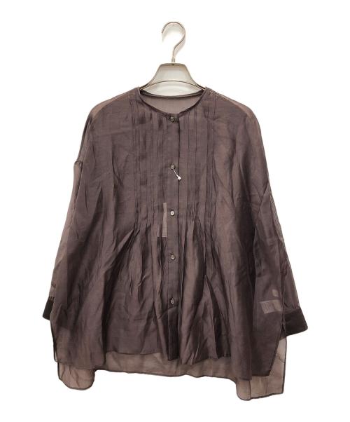 BALLSEY（ボールジィ）BALLSEY (ボールジィ) セルロースポリエステルオーガンジー ランダムタックブラウス ブラウン サイズ:36 未使用品の古着・服飾アイテム