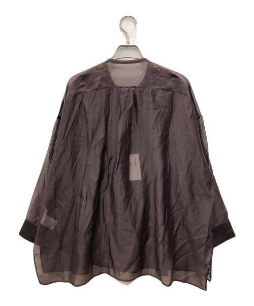 BALLSEY（ボールジィ）BALLSEY (ボールジィ) セルロースポリエステルオーガンジー ランダムタックブラウス ブラウン サイズ:36 未使用品の古着・服飾アイテム