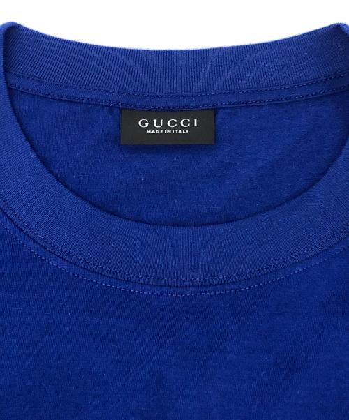 GUCCI（グッチ）GUCCI (グッチ) プリント シルクブレンドジャージー Tシャツ ブルー サイズ:XXLの古着・服飾アイテム