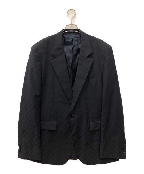 GUCCI（グッチ）GUCCI (グッチ) GGウール シングルブレスト ジャケット ネイビー サイズ:54の古着・服飾アイテム